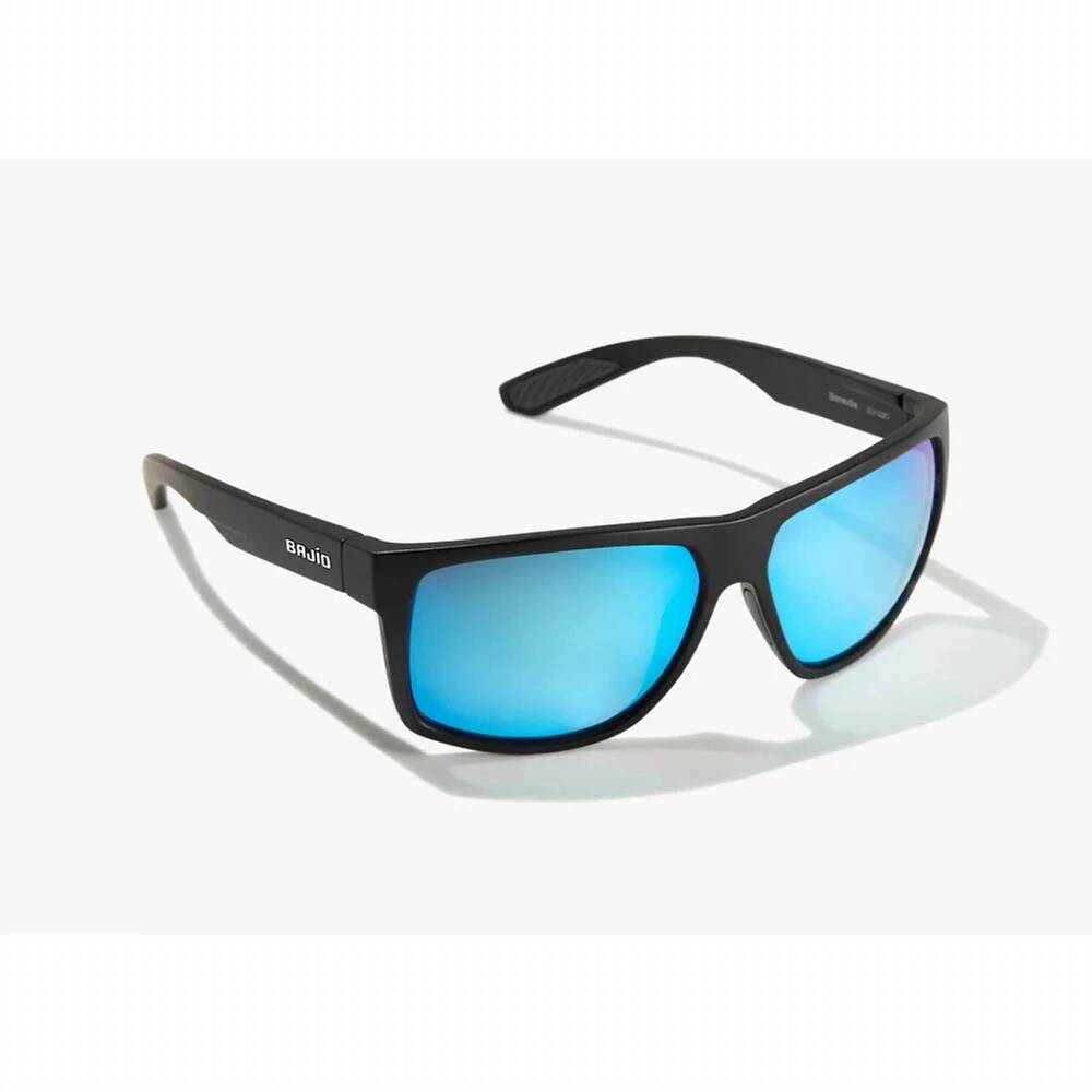 NEW BAJIO unisex boneville sunglasses in matte black/ blue glass mirror